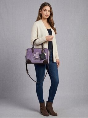 JUICY COUTURE Heritage Satchel in Dusty Violet/Chocolate